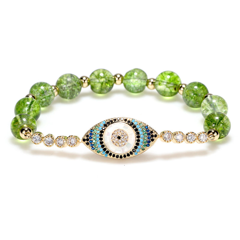 Bransoletka z Buddha Stones Naturalny Peridot Złe Oko Obfitość - image 0