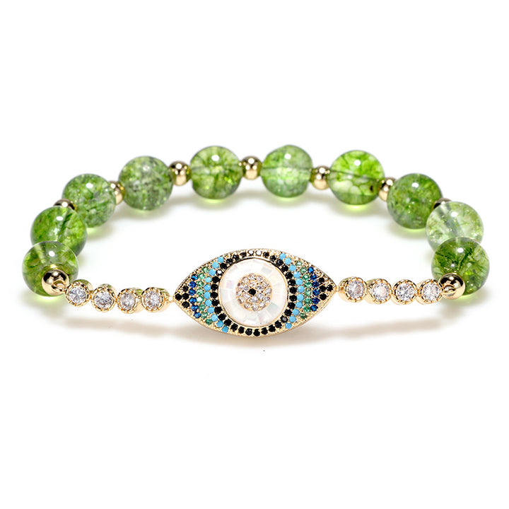 Bransoletka z Buddha Stones Naturalny Peridot Złe Oko Obfitość - image 0