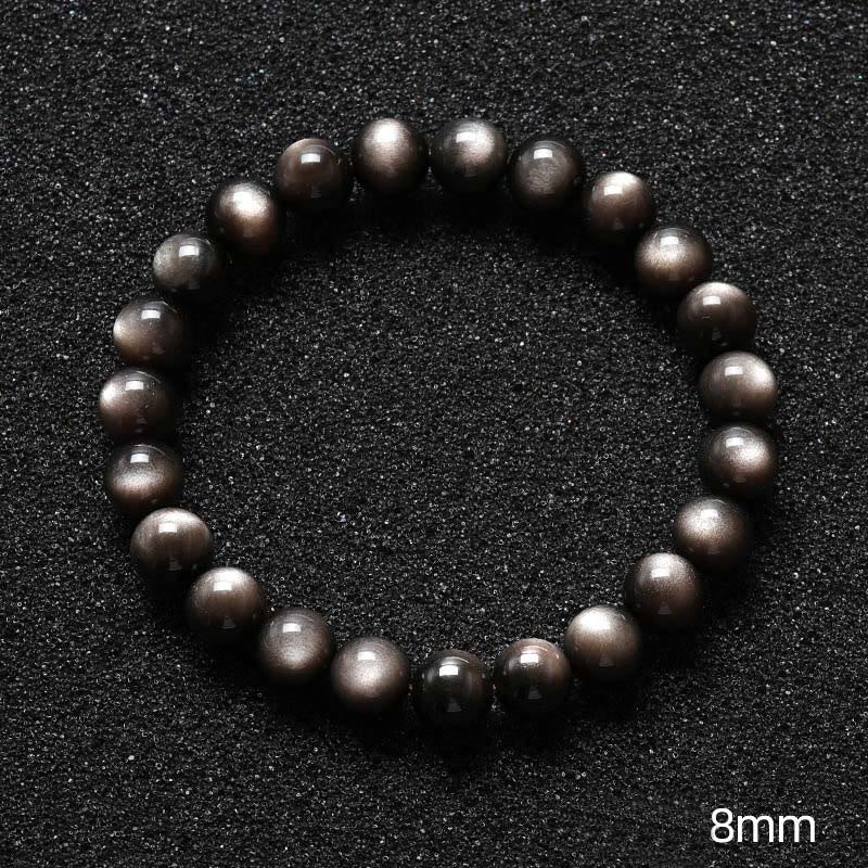 Bransoletka ochronna z naturalnego obsydianu i Buddha Stones w kolorze srebra