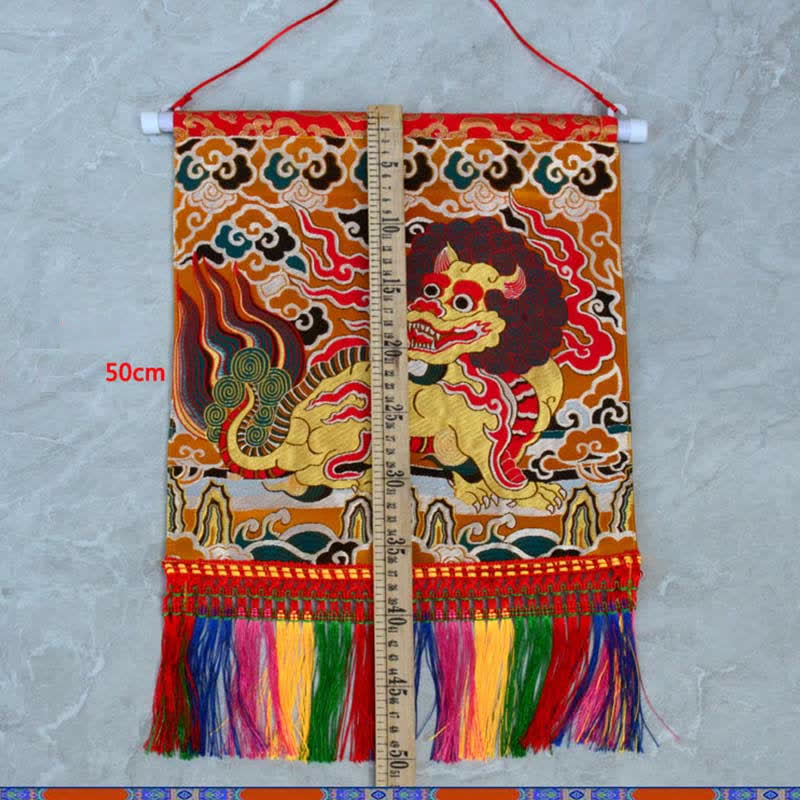 Feng Shui Kirin Duchowa Kolorowa Ścienna Sztuka Tassel