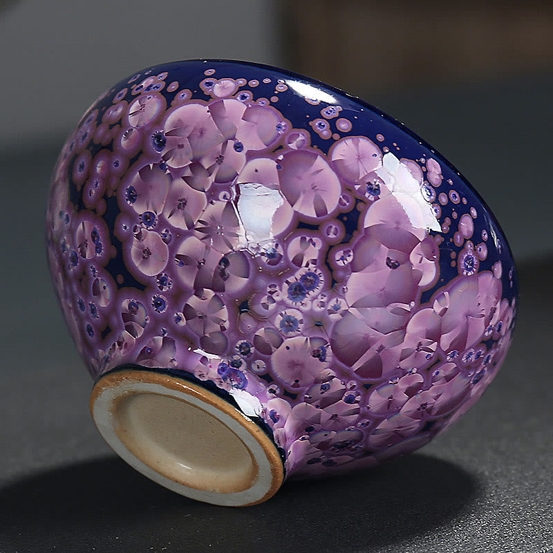 Buddha Stones Kolorowe Kwiaty Irysa Chiński Jianzhan Kiln Change Porcelanowa Filiżanka Do Herbaty Tenmoku Kung Fu