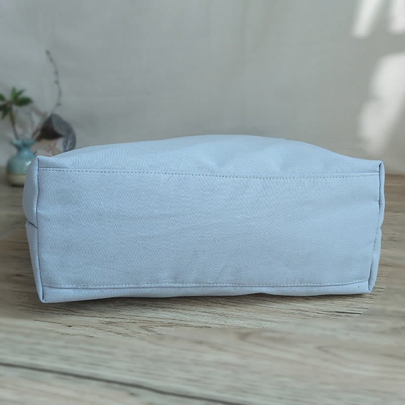 Kwiat gruszy śliwka brzoskwiniowy kwiat bambus haft płótno duża pojemność torba na ramię torba typu tote - image 11