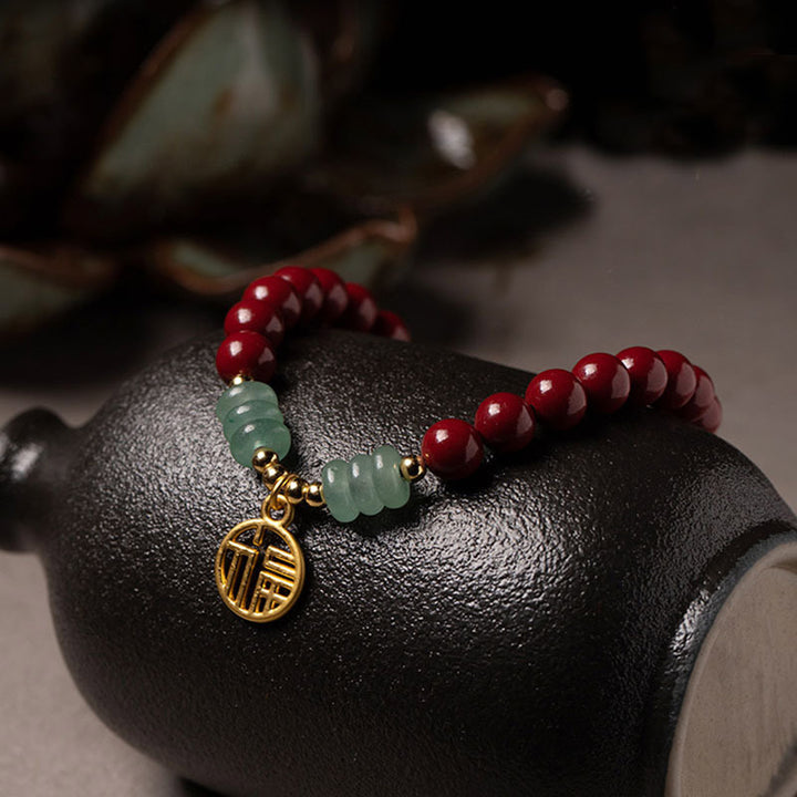 Bransoletka z Buddha Stones Cinnabar Green Aventurine Luck Blessing