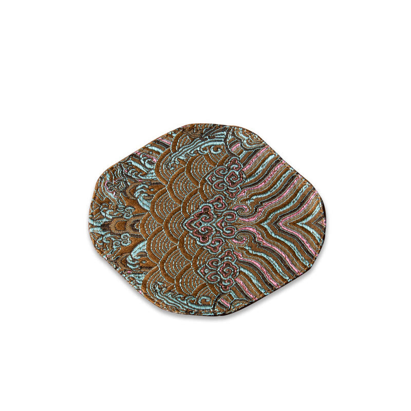 Podkładka pod Buddha Stones Vintage Sea Wave Bamboo Plum Blossom, podkładka pod kubek z haftem Kung Fu Tea Mat