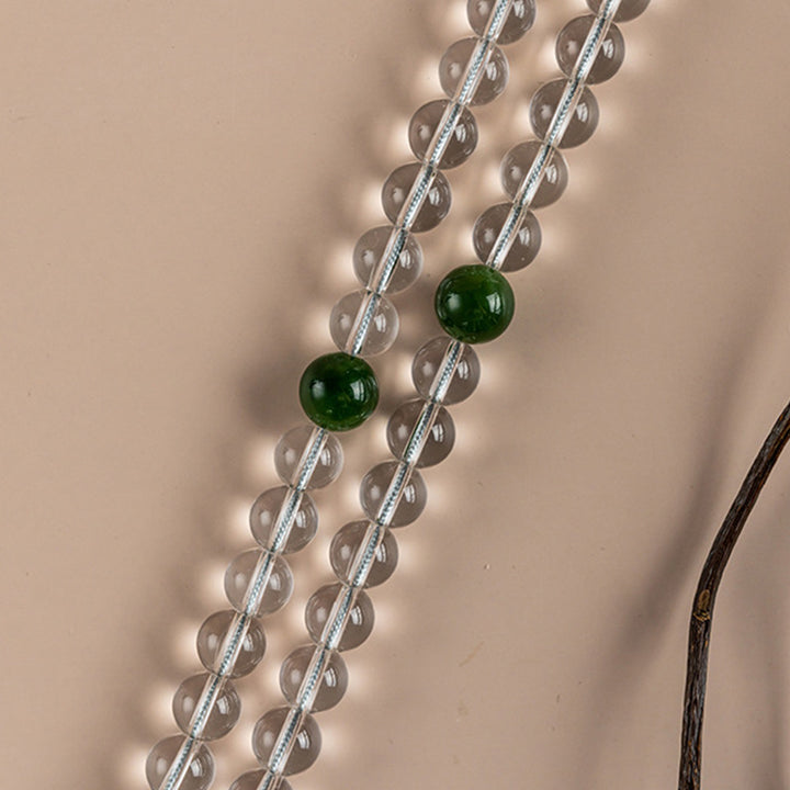 Buddha Stones 108 Koraliki Biały Kryształ Jade Medytacyjna Bransoletka Mala