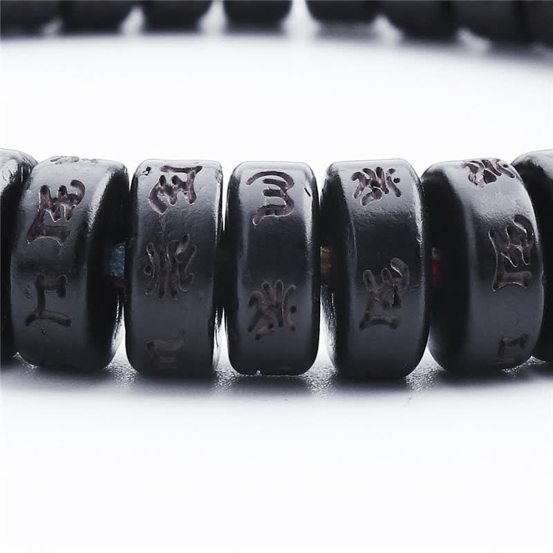 Buddha Stones Tybetańskie Koraliki Z Skorupki Kokosa Grawerowane Om Mani Padme Hum Mantra Bransoletka Szczęścia