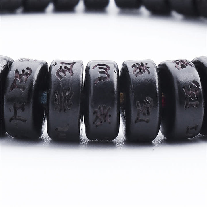Buddha Stones Tybetańskie Koraliki Z Skorupki Kokosa Grawerowane Om Mani Padme Hum Mantra Bransoletka Szczęścia