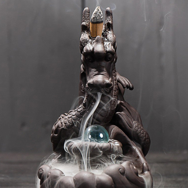Kadzielnica kadzielna z Buddha Stones w stylu tybetańskim chroniąca smoka
