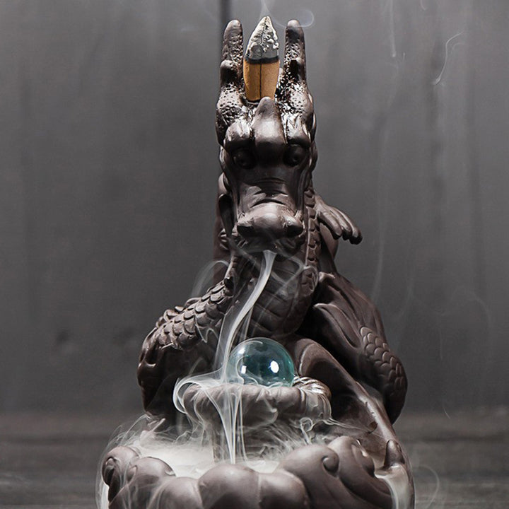 Kadzielnica kadzielna z Buddha Stones w stylu tybetańskim chroniąca smoka