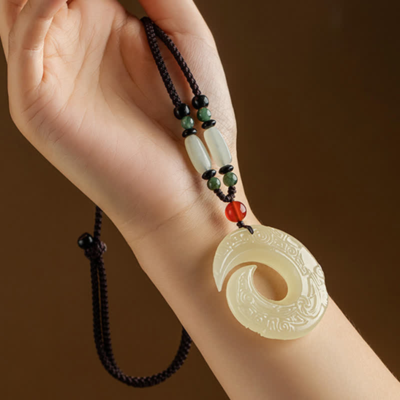 Buddha Stones Klamra Pokoju Jade Mały Liść Czerwony Sandałowiec Cynober Agat Naszyjnik Szczęścia Wisiorek