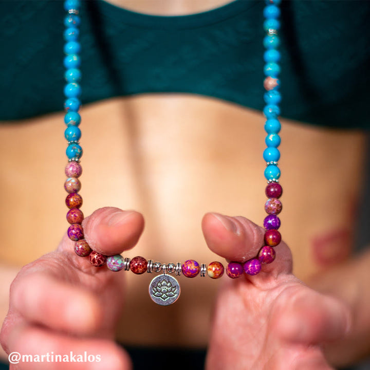 Buddha Stones Tybetańskie Fioletowe Miano Prawdziwe Koraliki Harmonia Lotos Mala
