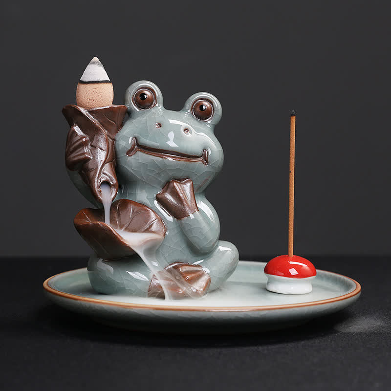 Medytacyjna Żaba Ceramiczny Lotos Uzdrawiający Kadzidełko