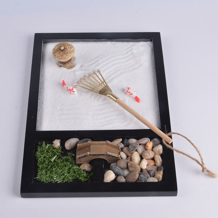 Buddha Stones Koi Mały Most Spokój Medytacja Ogród Zen Dekoracja