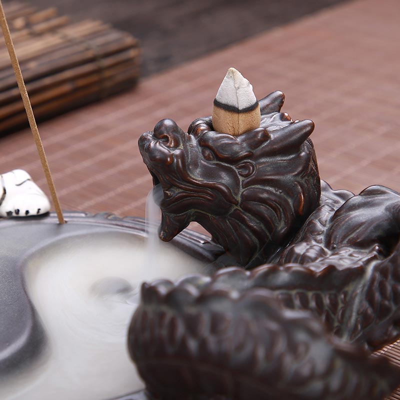 Buddha Stones Tygrys Smok Cofanie Dymu Fontanna Ceramiczna Yin Yang Błogosławieństwo Kadzidło Palnik Dekoracja