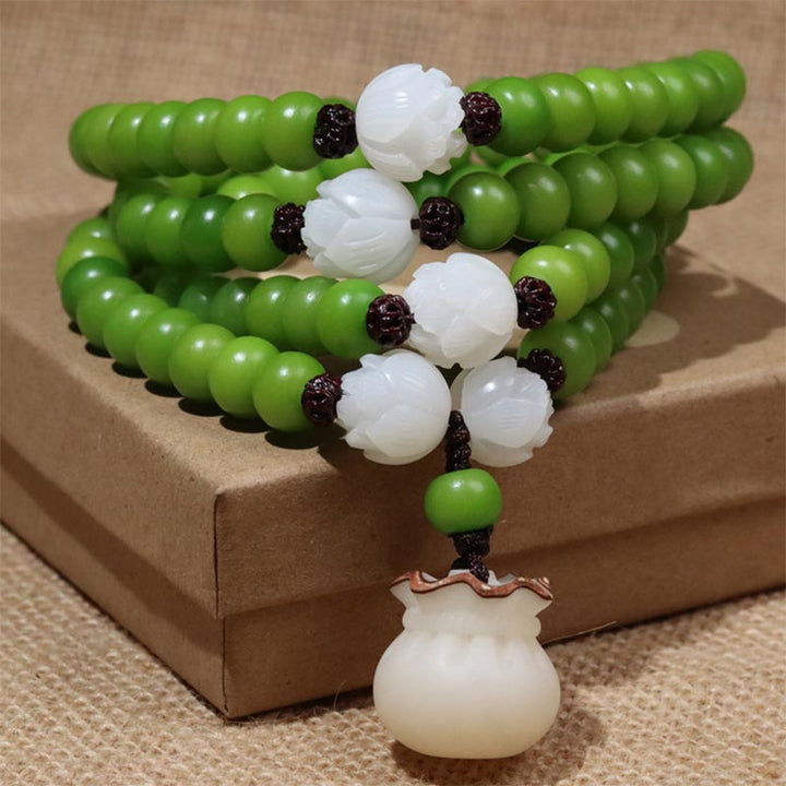Buddha Stones Naturalne Nasiona Bodhi 108 Koralików Mala Bransoletka Mądrości