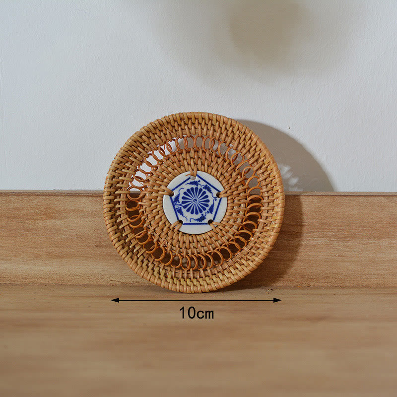 Ceramiczny Kwiatowy Wzór Rattanowy Podkładka Pod Kubek Pod Filiżankę - Podkładka ceramiczna 10 cm - image 11