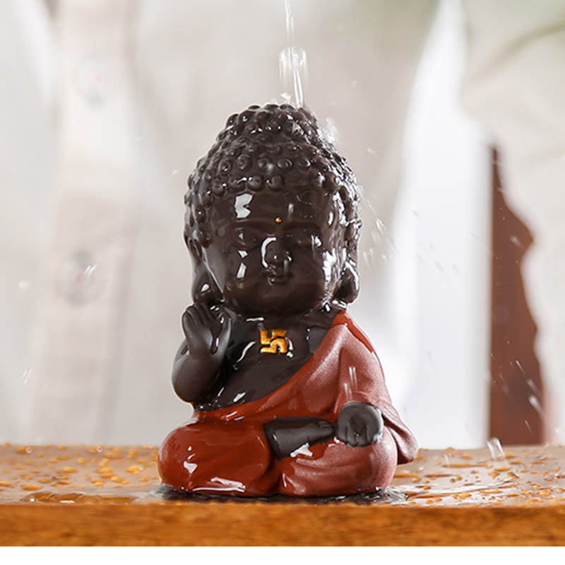Buddha Stones Mały Budda Spokój Fioletowa Glina Dekoracja Biurka Domowego