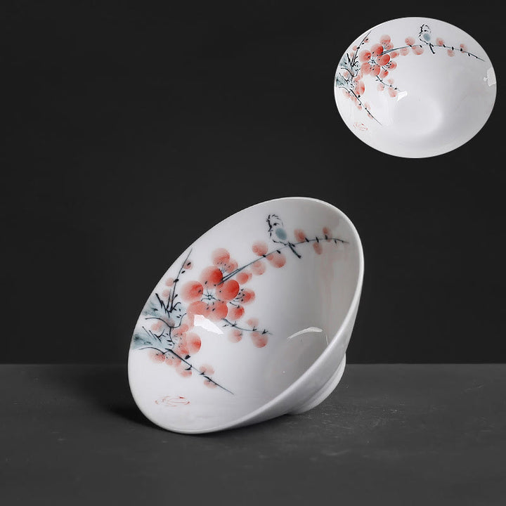 Buddha Stones Vintage Śliwkowa Orchidea Bambus Chryzantema Lotos Ryba Koi Ceramiczna Filiżanka Kung Fu Filiżanki do Herbaty