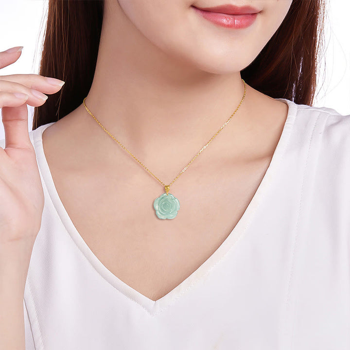Naszyjnik z Buddha Stones ze złota 18K, klamra ze srebra próby 925, naturalny jadeit, różany naszyjnik szczęścia - image 7