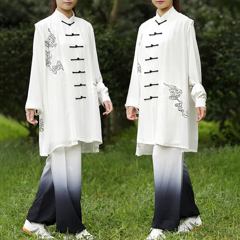 Buddha Stones Pomyślne Chmury Gradient Medytacja Modlitwa Duchowy Zen Tai Chi Qigong Praktyka Zestaw Ubrań Damskich - image 8