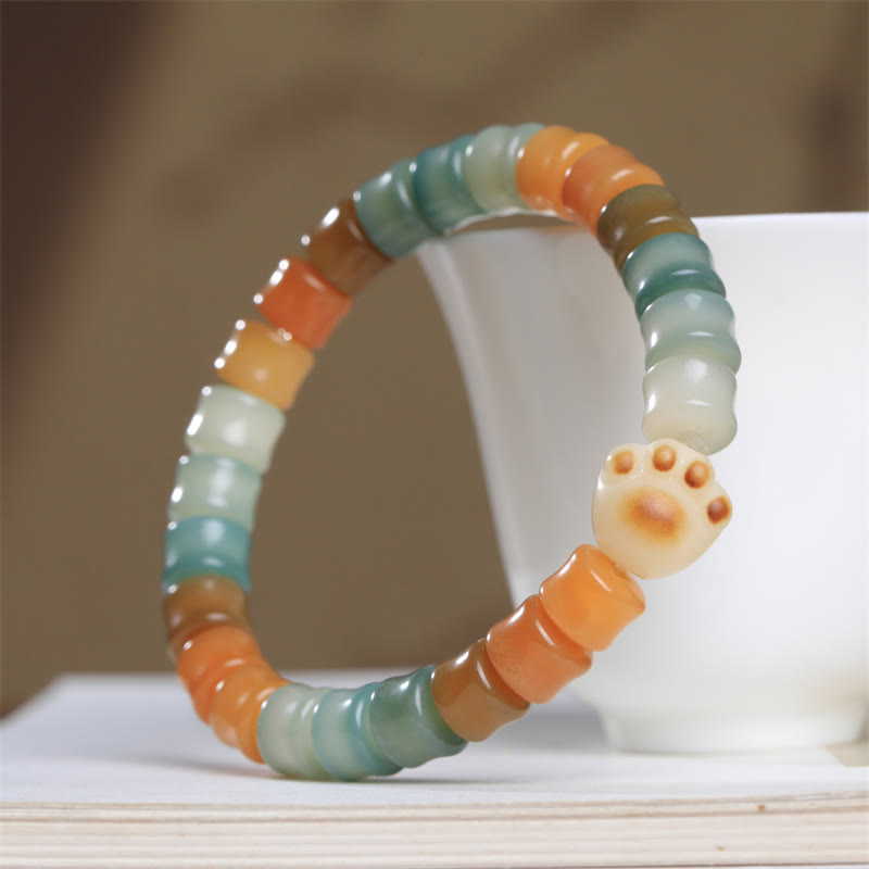 Kolorowe Buddha Stones Bodhi Seed Cat Paw Wisdom Bracelet - image 2