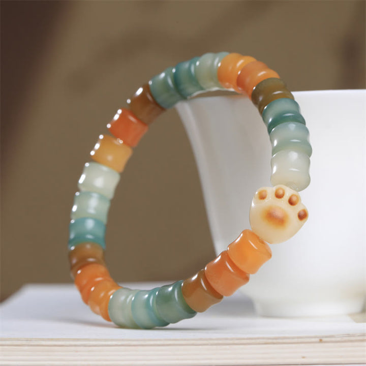 Kolorowe Buddha Stones Bodhi Seed Cat Paw Wisdom Bracelet - image 2