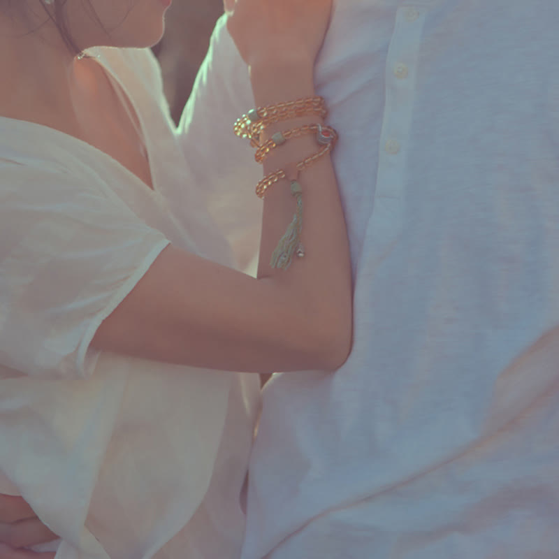 Buddha Stones 108 Koraliki Mala 925 Srebro Sterling Cytryn Sandałowiec Turkus Ochrona Bransoletka Dobrobytu - image 6