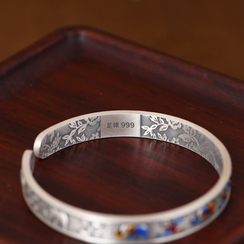 Buddha Stones 999 Srebro Sterlingowe Słoń Siła Mądrość Bransoletka Mankiet Bangle - image 5