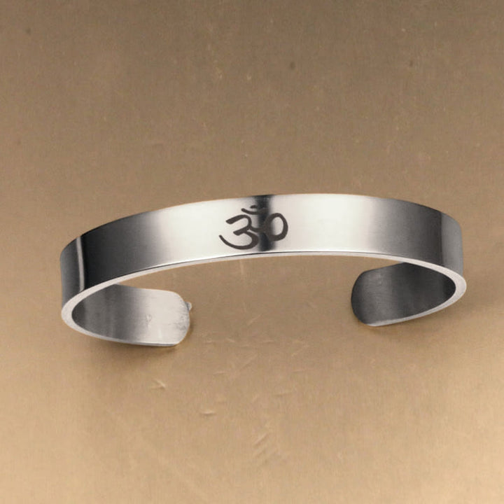 Buddha Stones Tybetański Symbol OM Bransoletka Mankiet Uważności Bransoletka Bangle