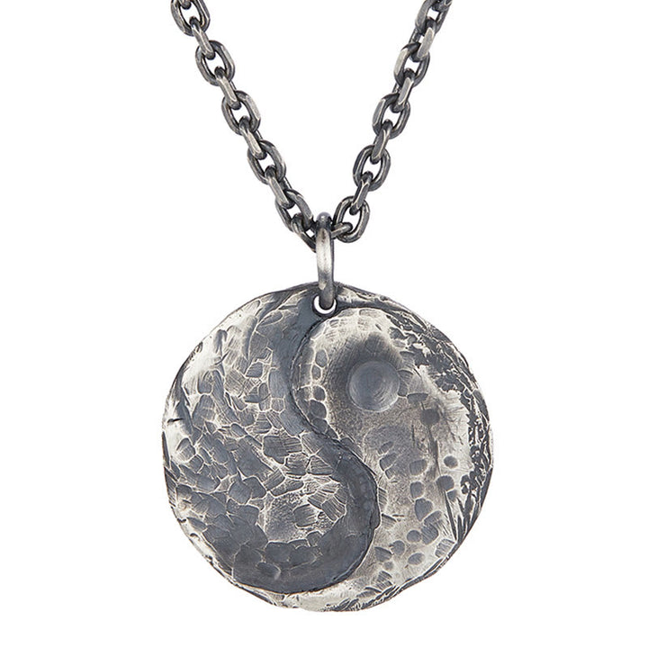 Buddha Stones 990 Srebro Sterlingowe Tekstura Młota Yin Yang Naszyjnik Wisiorek Harmonia - image 2