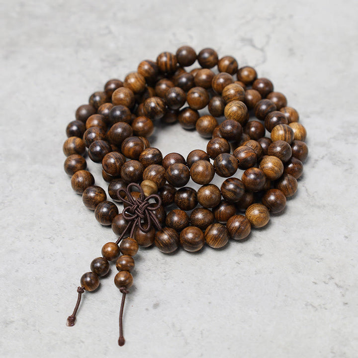 Buddha Stones 108 Mala Koraliki Bransoletka Modlitwa Medytacja Sandałowiec Elastyczny