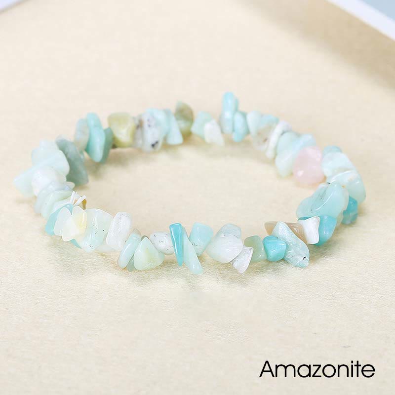 Naturalna nieregularna bransoletka z kryształków o ciepłym i kojącym kształcie - Amazonit (obwód nadgarstka: 15-18 cm) - image 40