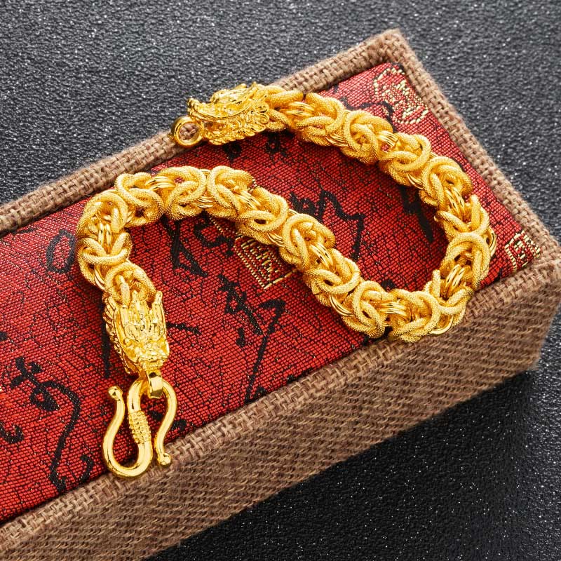 Bransoletka ochronna Buddha Stones 24k Gold Double Headed Dragon