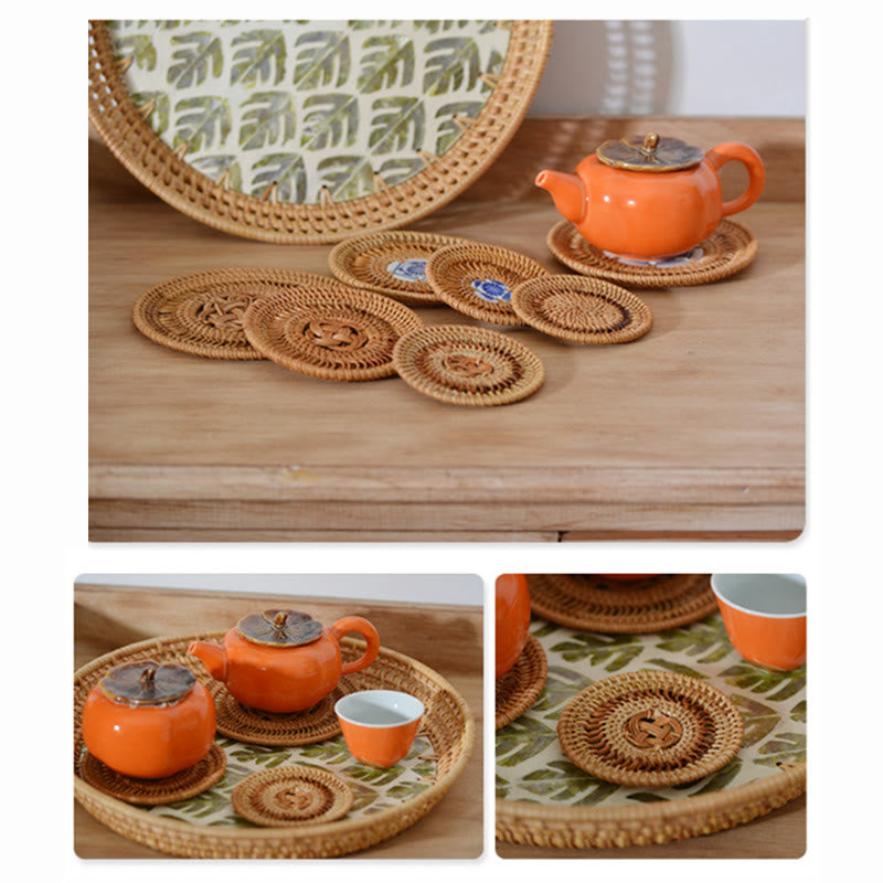 Ceramiczny Kwiatowy Wzór Rattanowy Podkładka Pod Kubek Pod Filiżankę