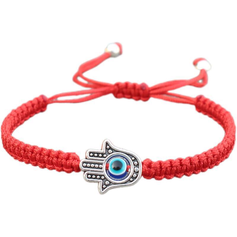 Bransoletka ze sznurka ochronnego z Buddha Stones , symbolem Hamsa, zapewniająca szczęście