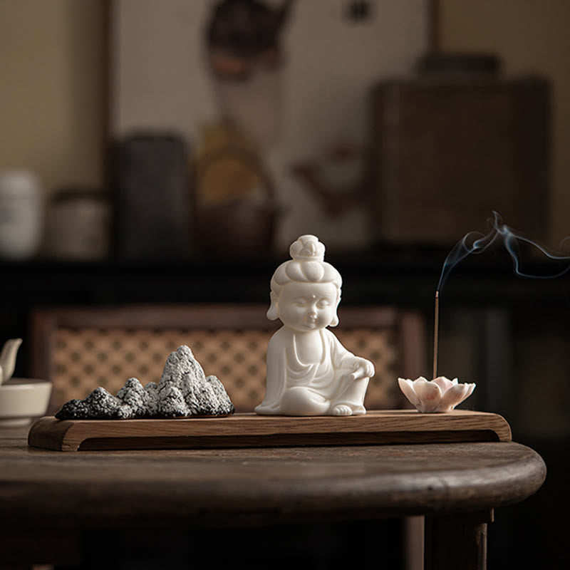 Buddha Stones Kwiat Lotosu Tathagata Kwan Yin Avalokitesvara Ksitigarbha Medytacja Ceramiczny Kadzidełko Dekoracja