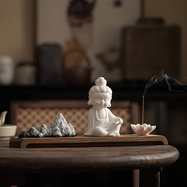 Buddha Stones Kwiat Lotosu Tathagata Kwan Yin Avalokitesvara Ksitigarbha Medytacja Ceramiczny Kadzidełko Dekoracja