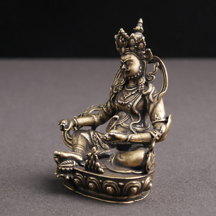 Buddha Stones Żółta Jambhala Figurka Bodhisattwy Spokój Miedziana Statua Dekoracja - image 6