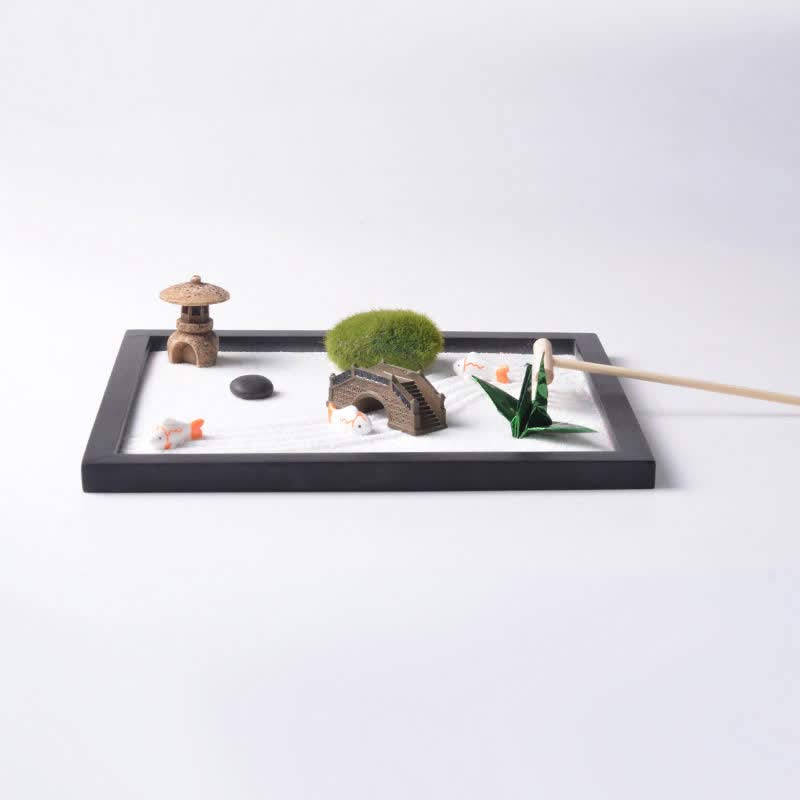 Buddha Stones Ryby Koi Mały Most Trawa Krajobraz Pokój Medytacja Zen Dekoracja Ogrodowa - image 3