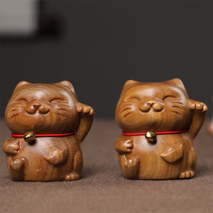 Buddha Stones Drzewo Sandałowe Małe Mini Słodkie Szczęśliwe Koty Dekoracje Pokoju - image 13