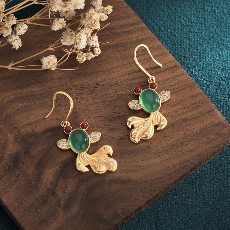 Kolczyki FengShui Jade Koi Fortune