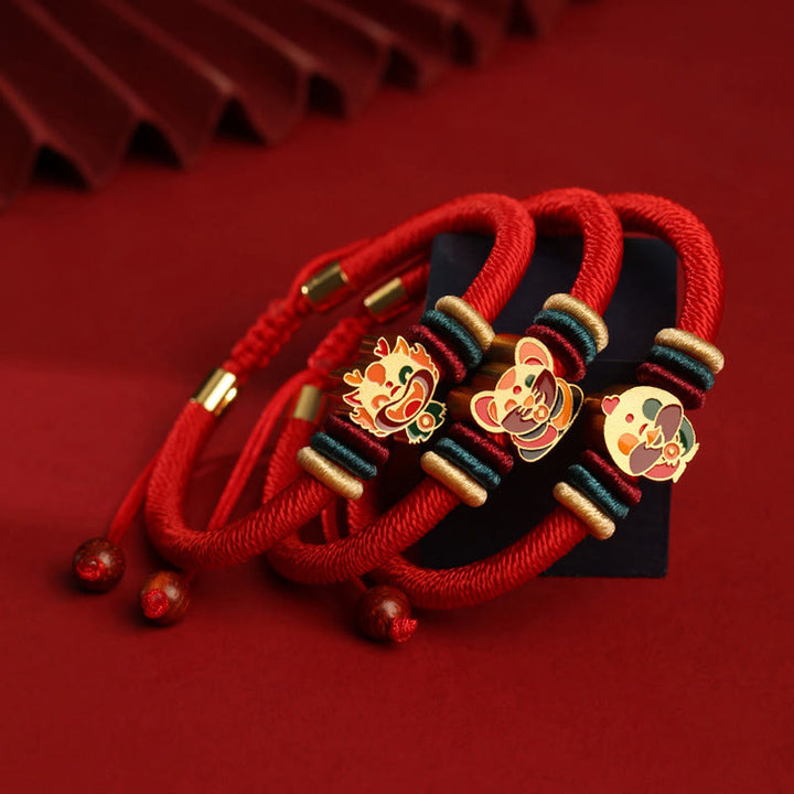 Buddha Stones Ręcznie robione 925 Srebro Sterling Rok Smoka Uroczy Chiński Zodiak Szczęście Pleciona Czerwona Bransoletka - image 22