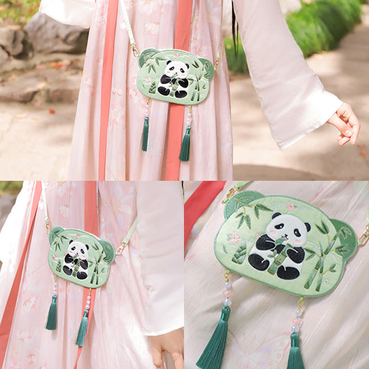 Haft Buddha Stones Szczęśliwa Panda Kot Shiba Inu Jeleń Królik Lis Kwiat Urocze Zwierzę Hanfu Torba Torebka Crossbody Torba Na Ramię