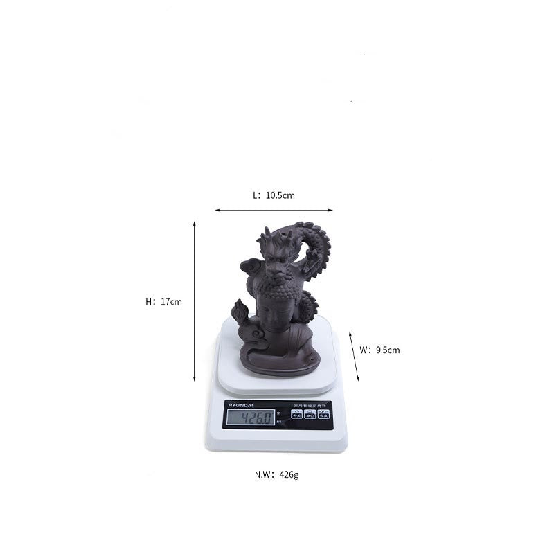 Buddha Stones Smok Budda Pomyślne Chmury Fioletowa Glina Uzdrawiająca Kadzielnica Dekoracja
