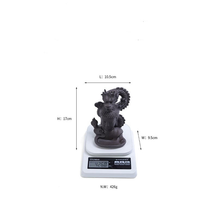 Buddha Stones Smok Budda Pomyślne Chmury Fioletowa Glina Uzdrawiająca Kadzielnica Dekoracja