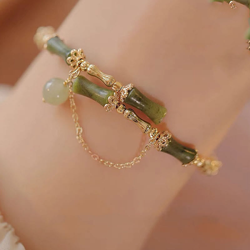Bransoletka z wzorem szczęścia z Buddha Stones i bambusowym jadeitem