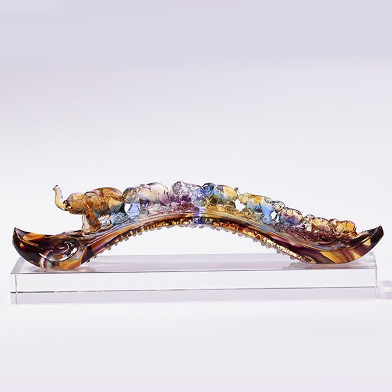 Ręcznie robiony kryształowy słoń Liuli Ruyi, dekoracja domu z kryształową podstawą - image 8