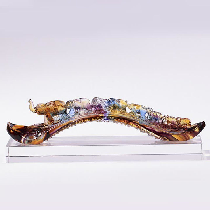 Ręcznie robiony kryształowy słoń Liuli Ruyi, dekoracja domu z kryształową podstawą - image 8