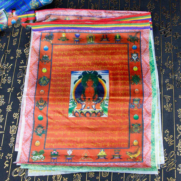 Buddha Stones Tybetańska flaga modlitewna z pięcioma kolorami Buddy Windhorse Tara, uzdrawiająca i pomyślna - image 3