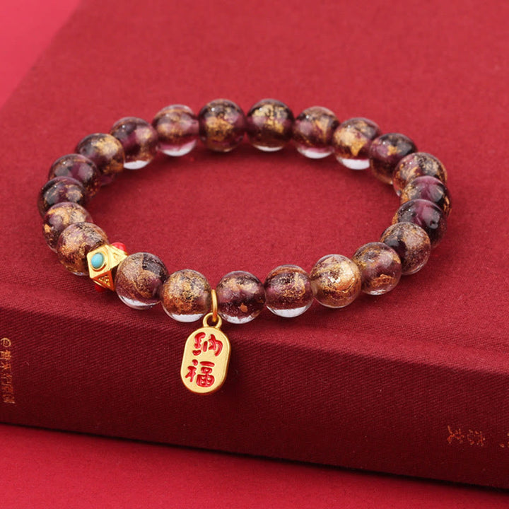 Buddha Stones Tybetańskie Kadzidło Popiół Liuli Szklane Koraliki Szczęście Fortuna Fu Charakter Bransoletka z Urokiem